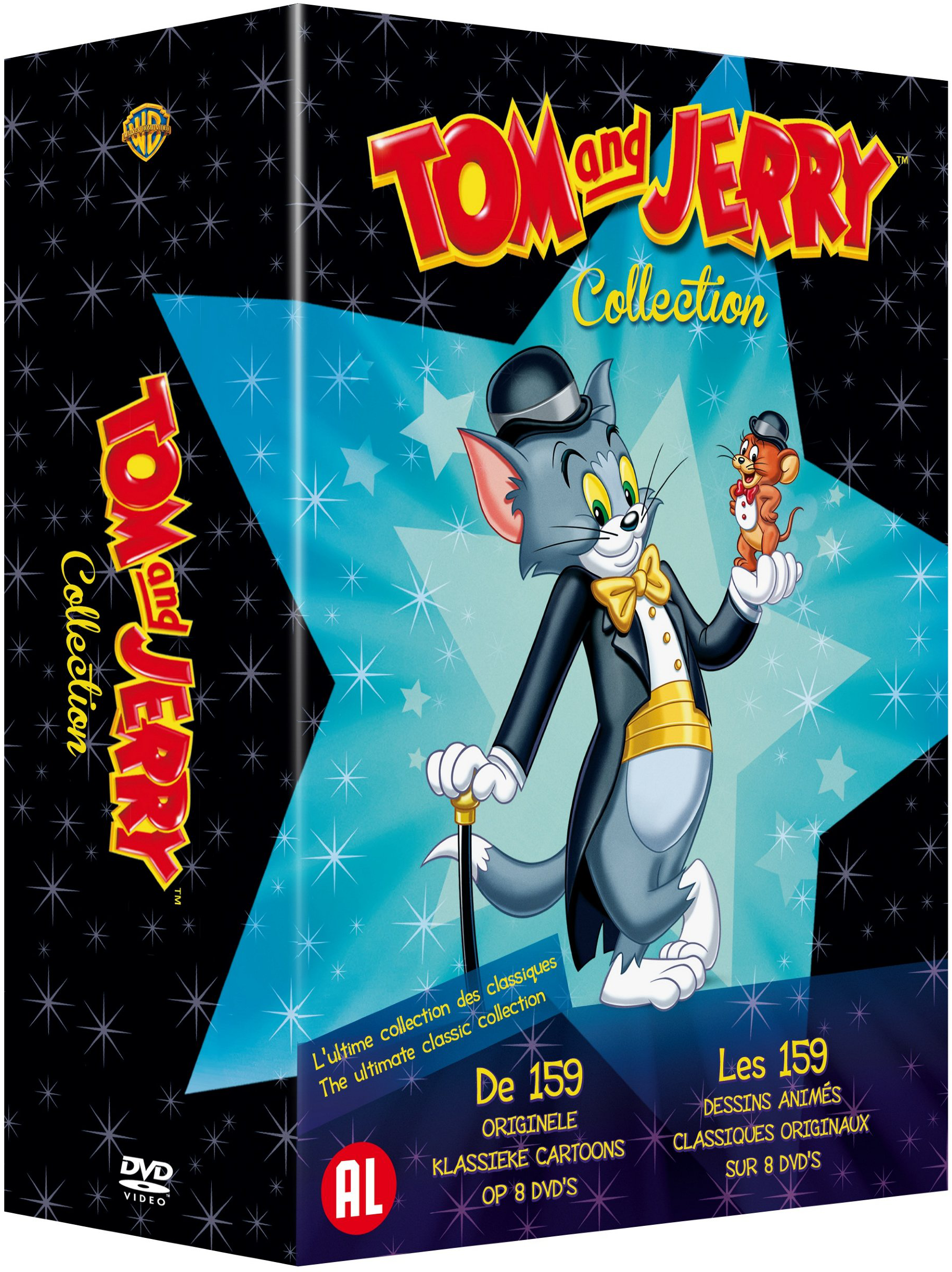 Coffret DVD Tom et Jerry. La couverture présente les personnages de dessins animés Tom et Jerry sur un fond en forme d'étoile.
