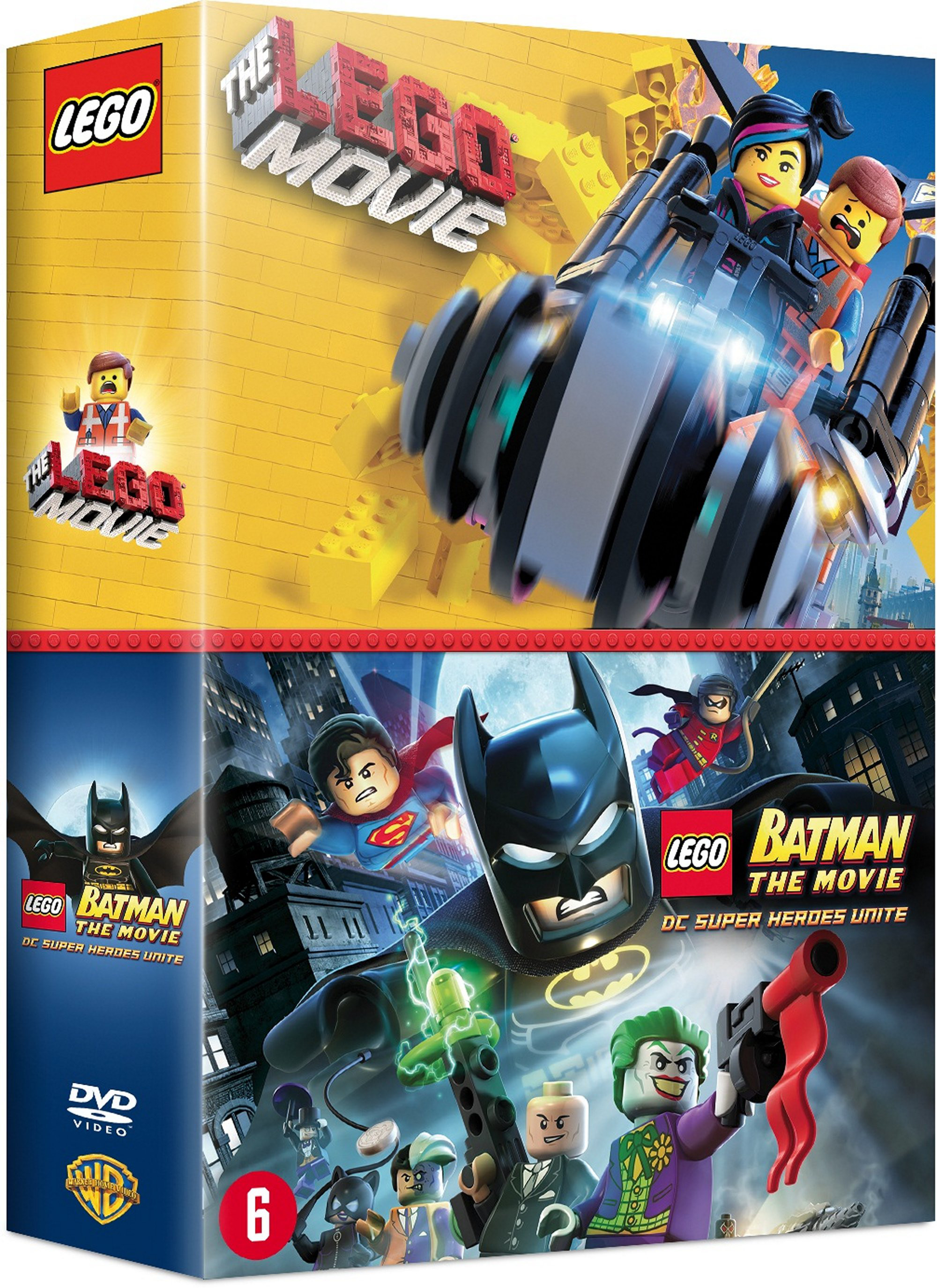 Un coffret de films LEGO, avec des personnages et des scènes Lego.