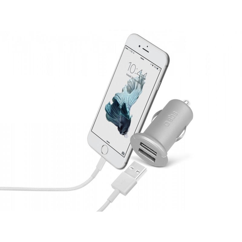 SBS TECAR2USB2AS Mini Araç Şarj Cihazı 2 USB 2400 mAh Silver