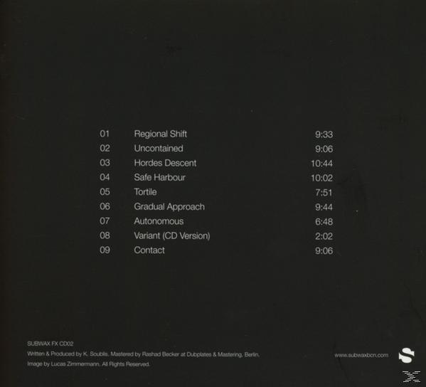 Albumcover mit Trackliste, schwarz-weißem Hintergrund und einem Logo.