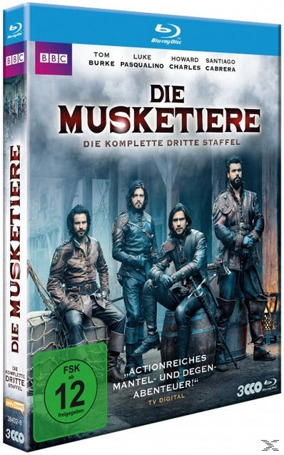 DVD-Hülle von Die Musketiere mit vier Männern in historischer Kleidung, der Titel steht in der Mitte.