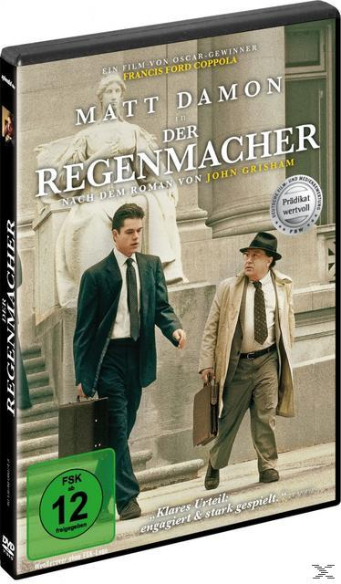 DVD-Cover von 'Der Regenmacher'. Matt Damon und ein anderer Mann gehen auf der Straße.