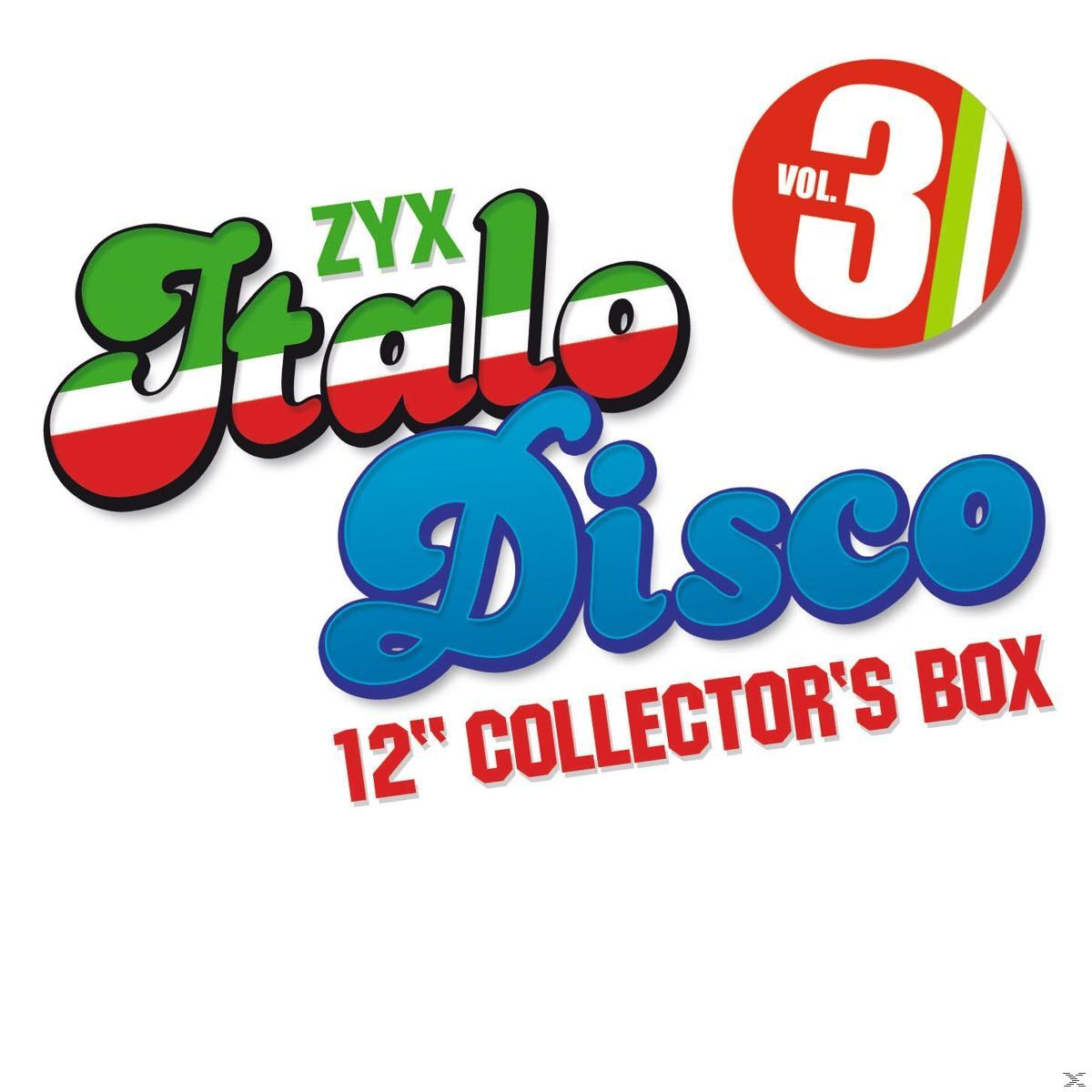 Albumcover von ZYX Italo Disco, Vol. 3, mit roten, weißen und grünen Farben.