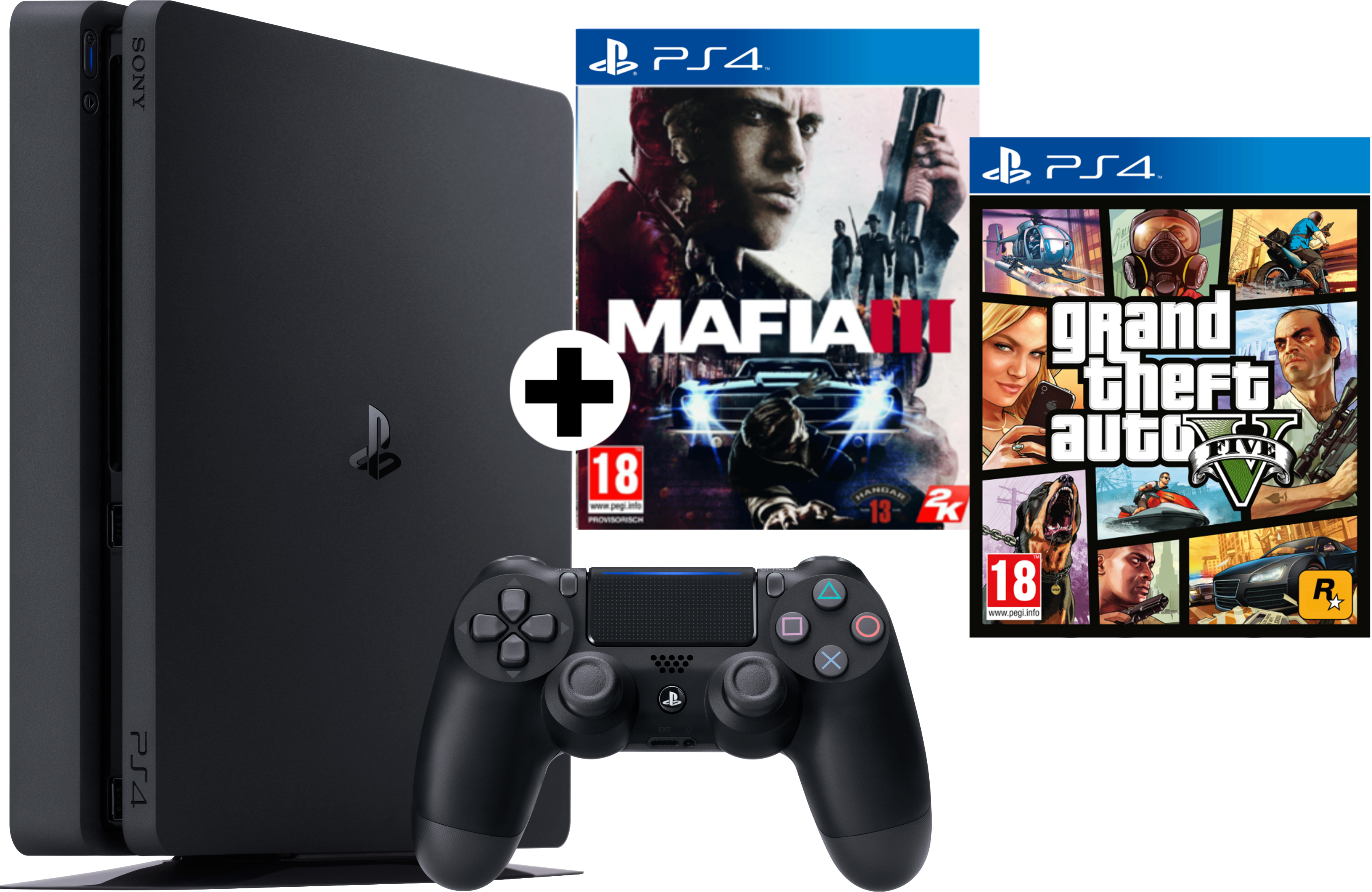 SONY PlayStation 4 Slim Konsole 500 GB + Mafia 3 + GTA V