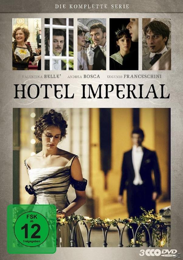 DVD-Cover von 'Hotel Imperial' mit Schauspielern in Kostümen, romantische Szene.