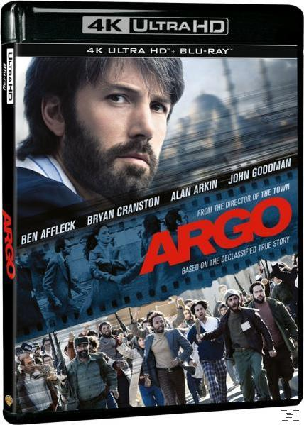 Argo-filmcover met het gezicht van Ben Affleck en filmbeelden.