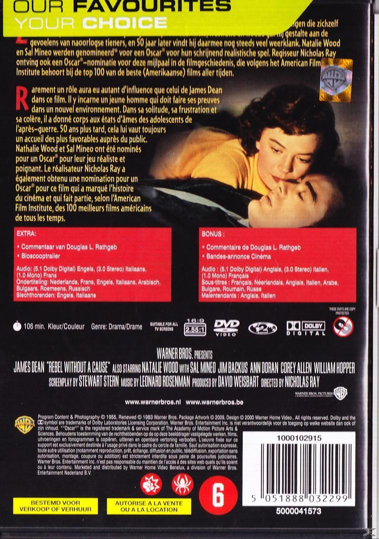 Filmposter van James Dean en Natalie Wood uit de film 'Rebel Without a Cause'.