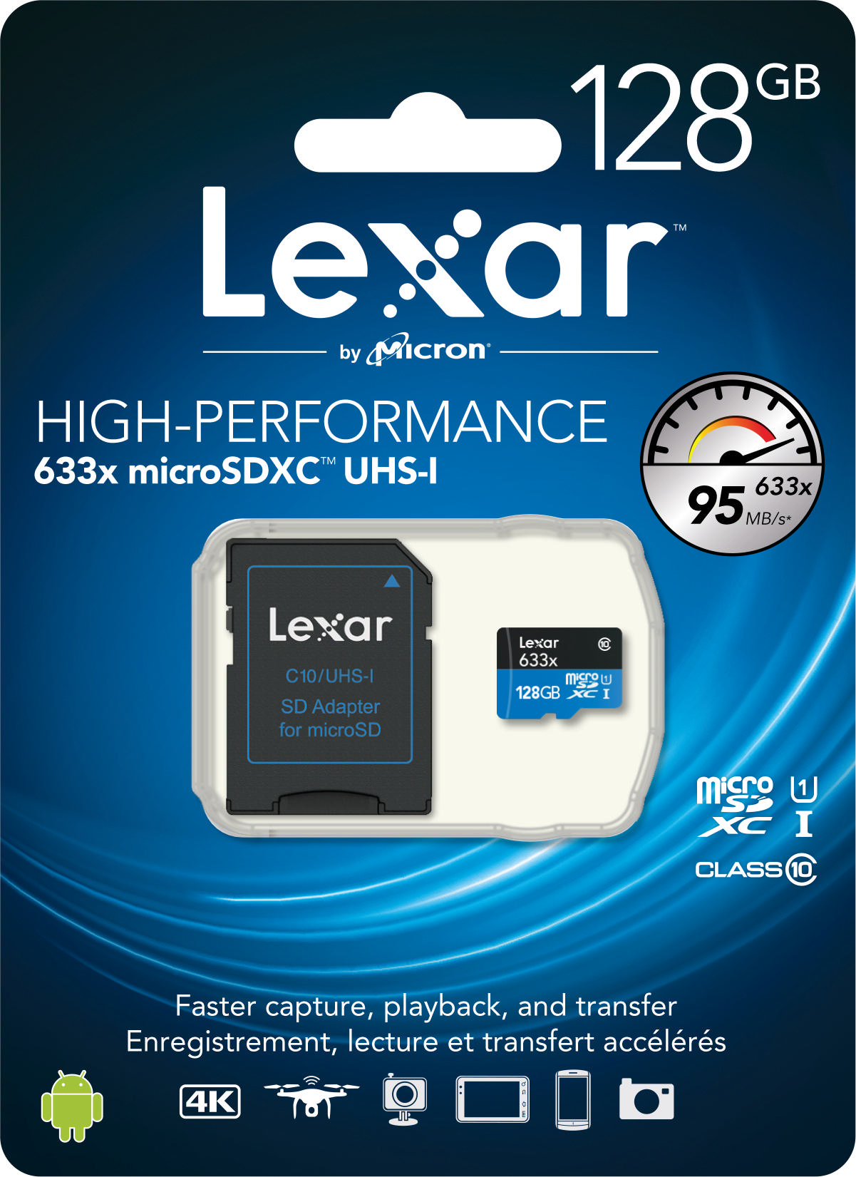 128GB High-Performance 633x microSDXC™ UHS-I, 100MB/s okuma 45MB/s yazma C10 A1 V30 U3 Hafıza Kartı