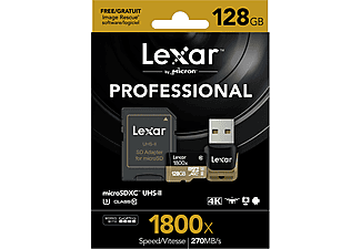 LEXAR 128GB microSDHC/XC UHS-II 1800x w/ Reader & Adapter (Class 10) U3 Hafıza Kartı