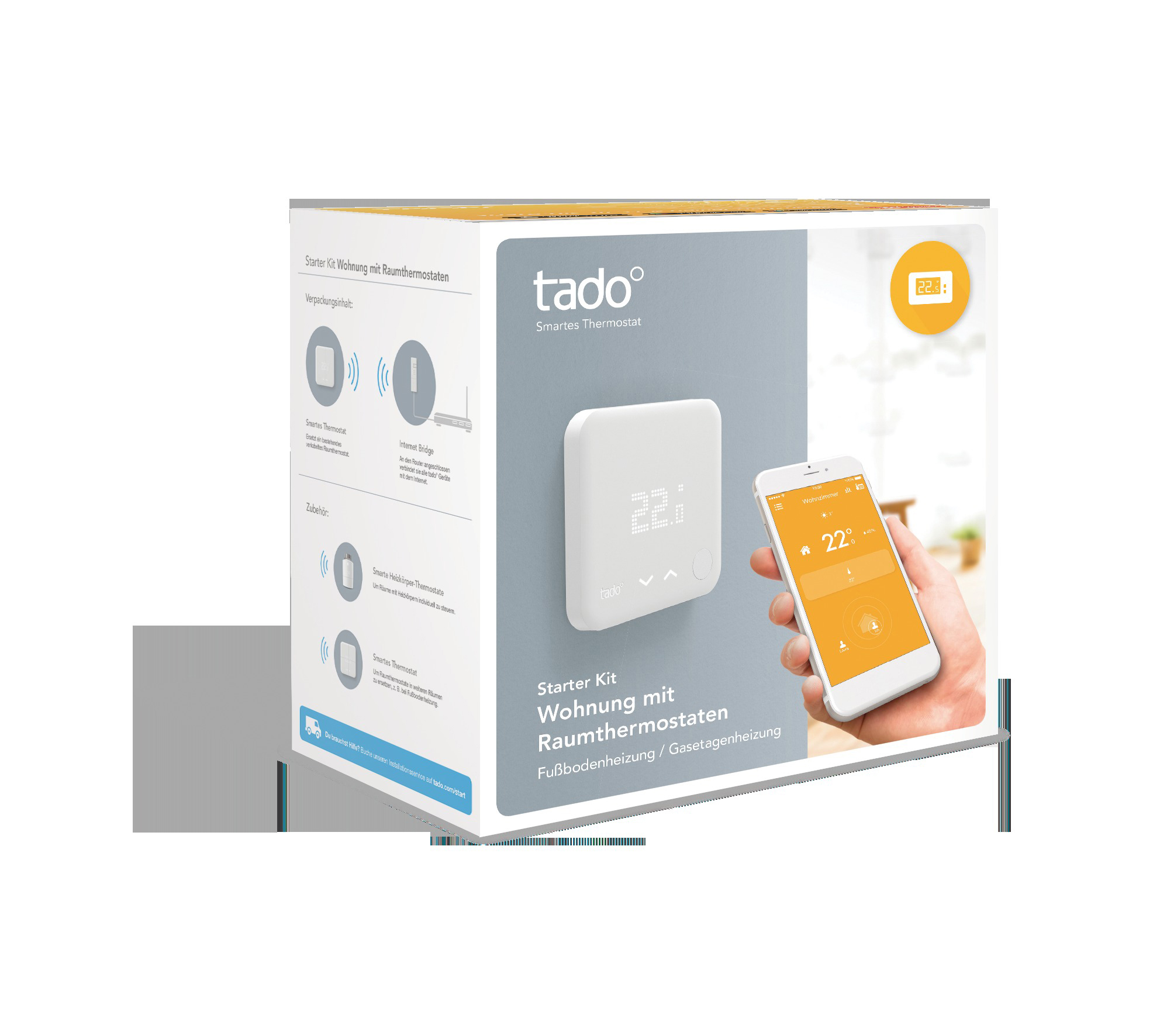 TADO Starter Kit V3 für Wohnungen Smartes Thermostat, Weiß matt