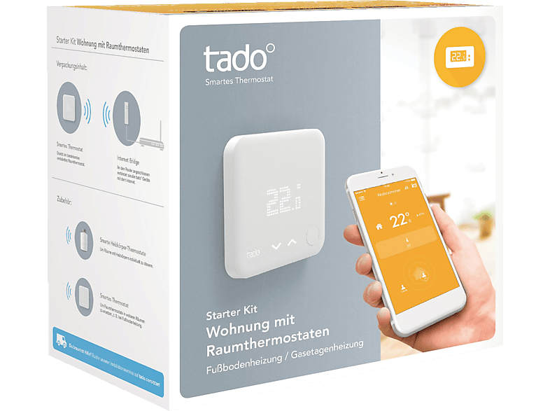 Tado Starter Kit V3 Fur Wohnungen Smartes Thermostat Weiss Matt Mediamarkt