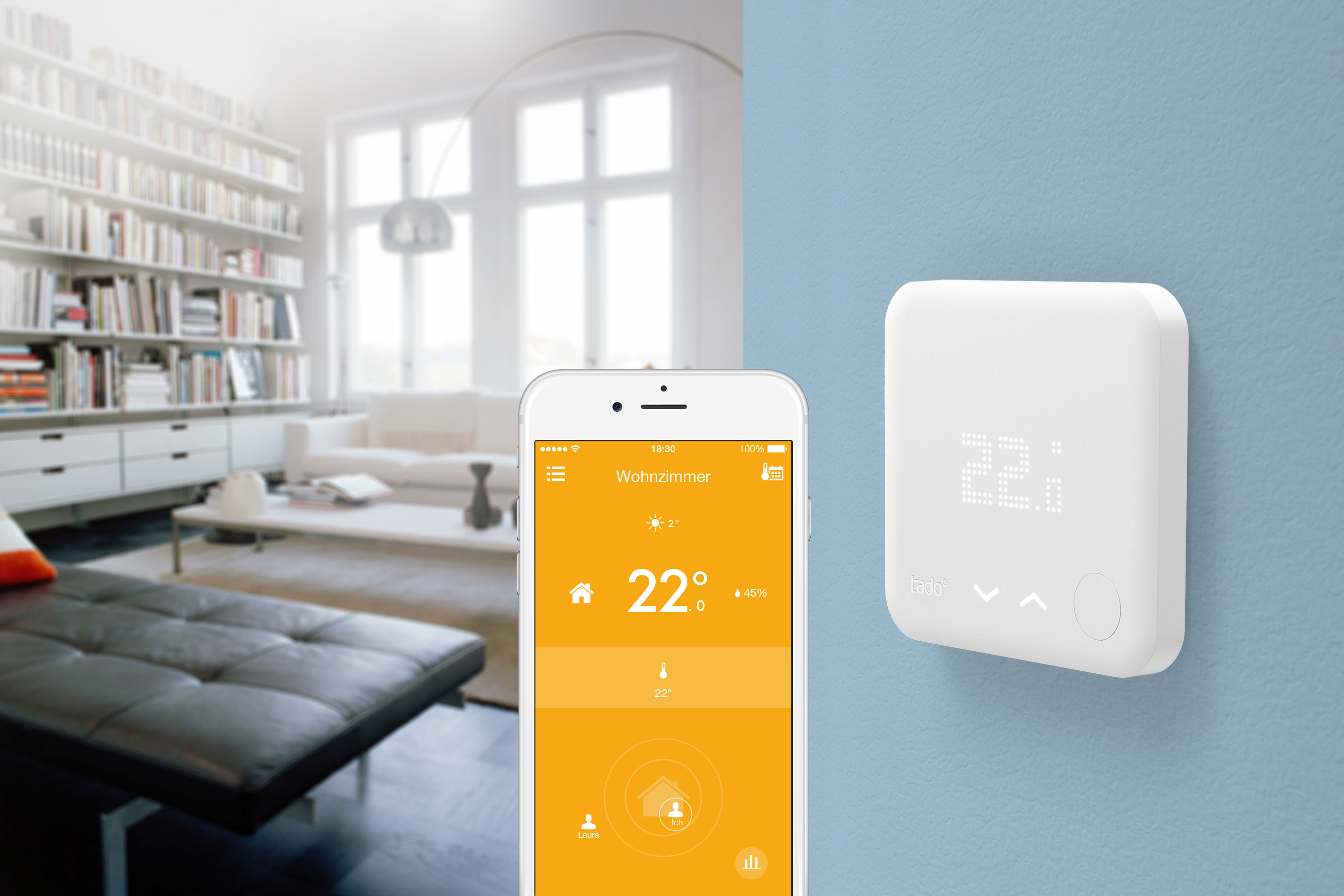 TADO Starter Kit V3 für Wohnungen Smartes Thermostat, Weiß matt
