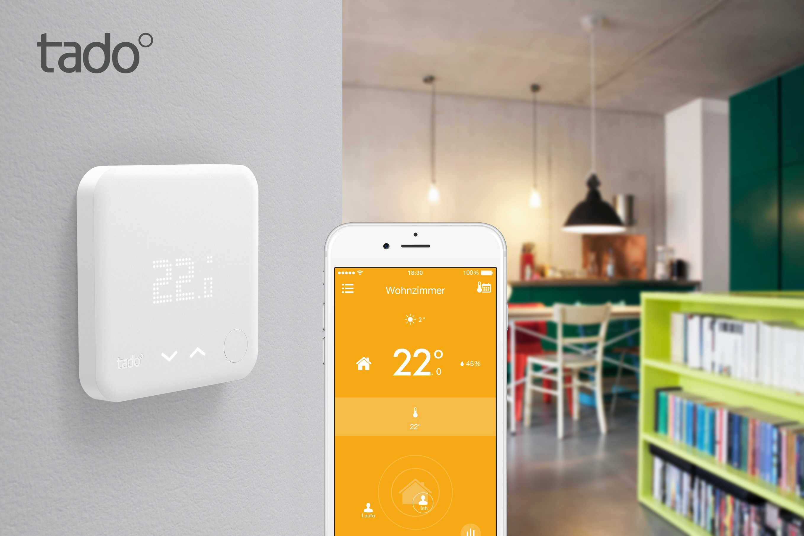 TADO Starter Kit V3 für Wohnungen Smartes Thermostat, Weiß matt