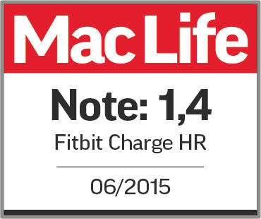 MacLife-Logo mit 'Note: 1,4', Fitbit Charge HR und Datum 06/2015.
