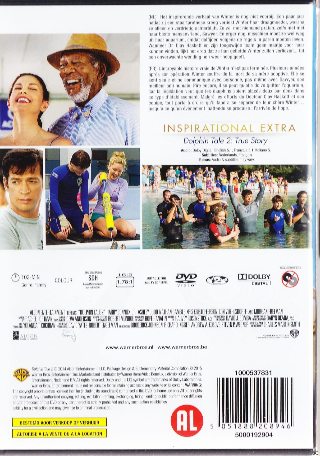 Dos du DVD du film Dolphin Tale 2. Avec Morgan Freeman.