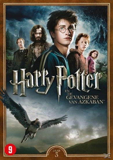 DVD-hoes voor "Harry Potter en de Gevangene van Azkaban". De hoofdpersonen staan op de voorkant.