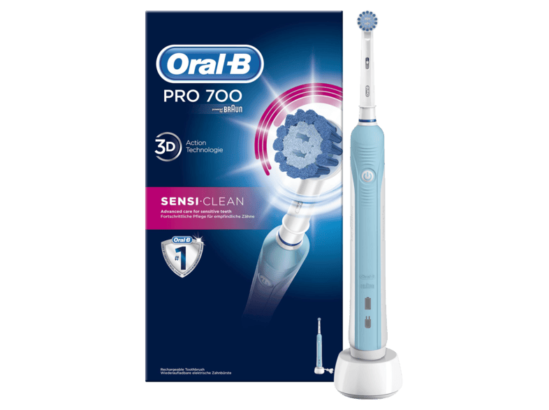ORAL B PRO 700 Sensitive, elektrische Zahnbürste, HellblauWeiß ORAL B PRO 700 Sensitive, elektrische Zahnbürste, HellblauWeiß