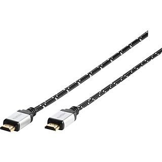 VIVANCO 42201 Premium 4K HDMI Kabel, 2m, High Speed, Nylonmantel, vergoldete Kontakte