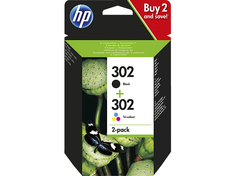 HP 302 Tintenpatrone Schwarz/Cyan/Magenta/Gelb (X4D37AE)