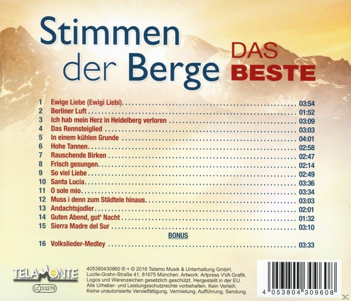 CD-Cover mit deutschem Text, Bergen oben, Titelliste und einem Telamonte-Logo.
