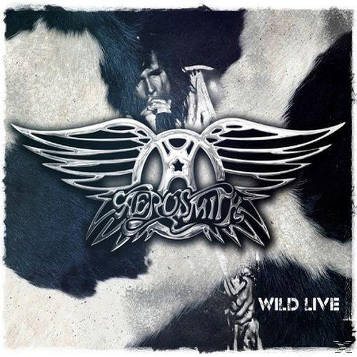 Aerosmith albumhoes met bandlogo op een koeienhuid achtergrond.