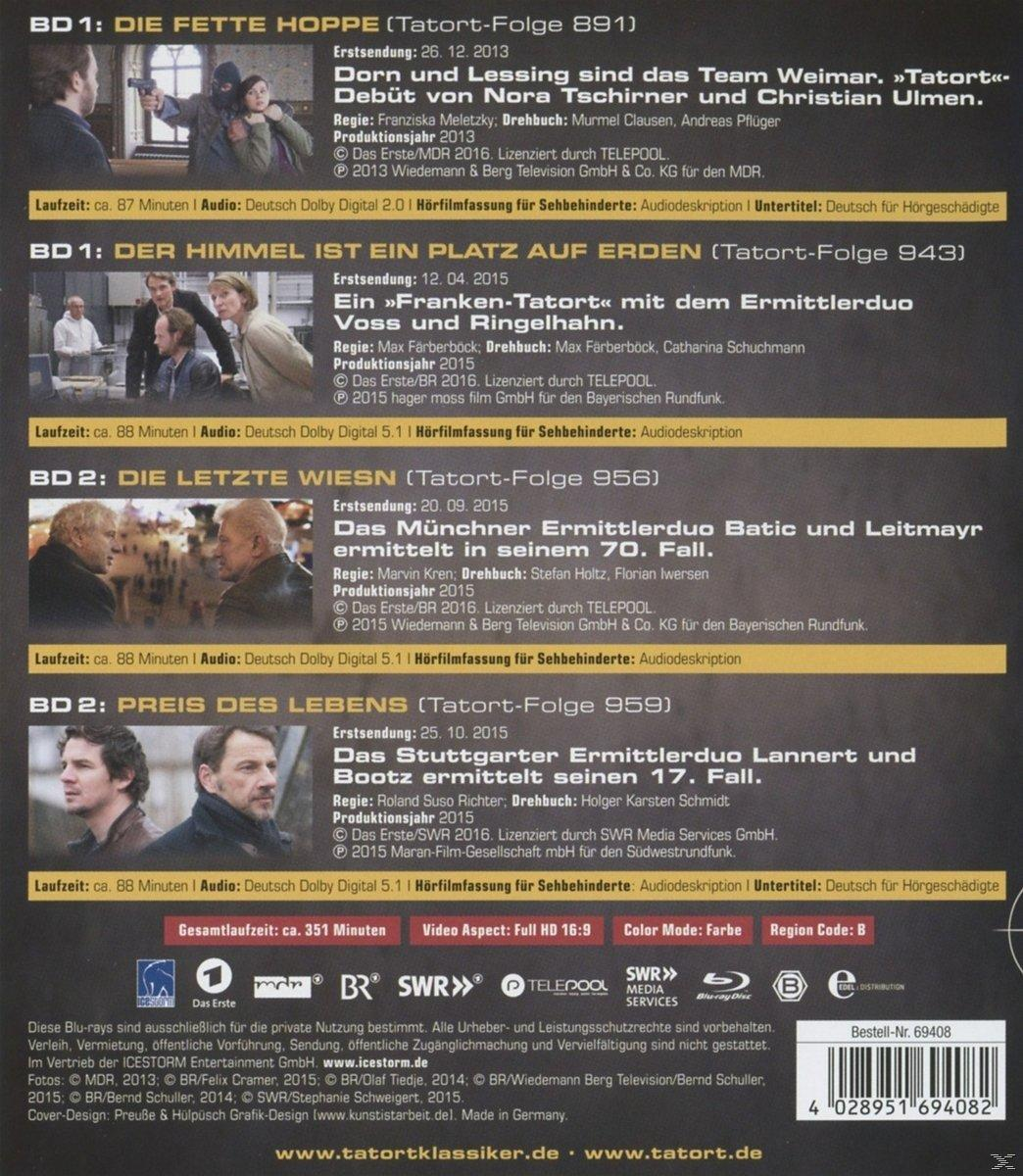 Rückseite einer DVD-Hülle mit Informationen zu Tatort-Episoden. Bilder von Schauspielern werden gezeigt.