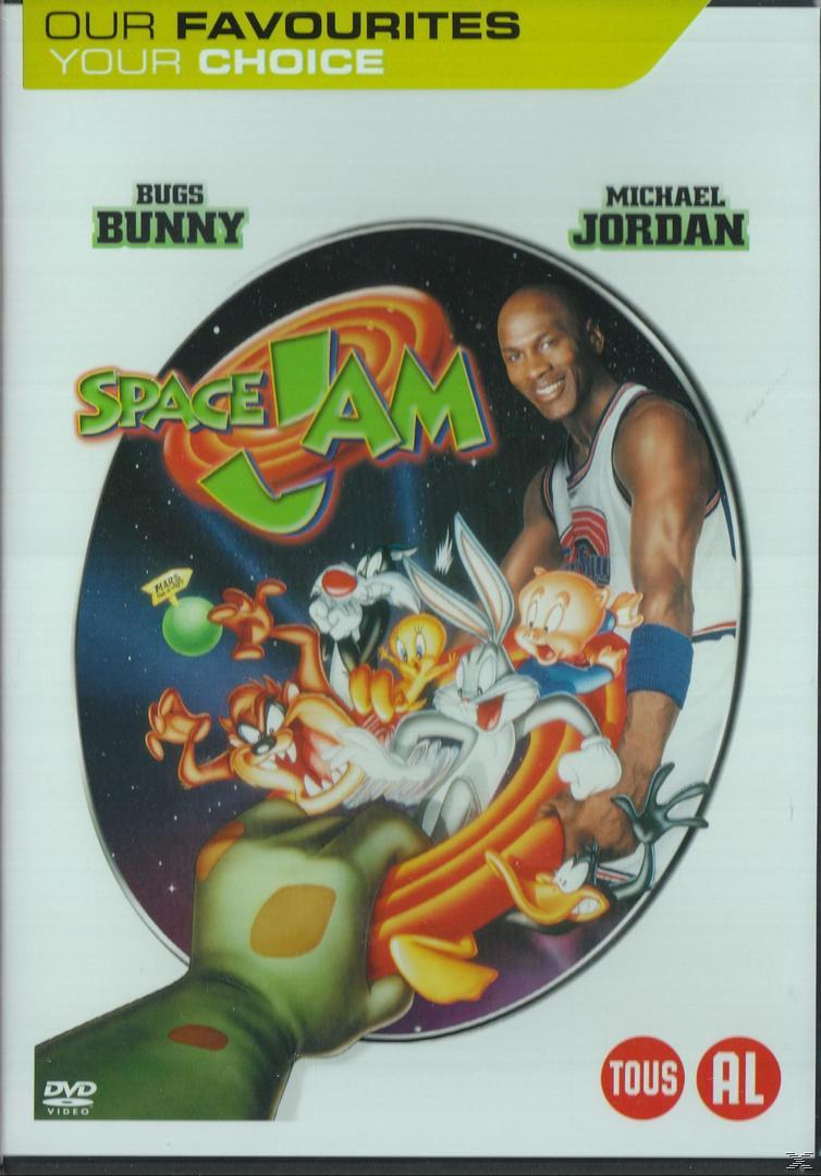 Space Jam DVD-hoes, Bugs Bunny, Michael Jordan, tekenfilmfiguren, groene hand.