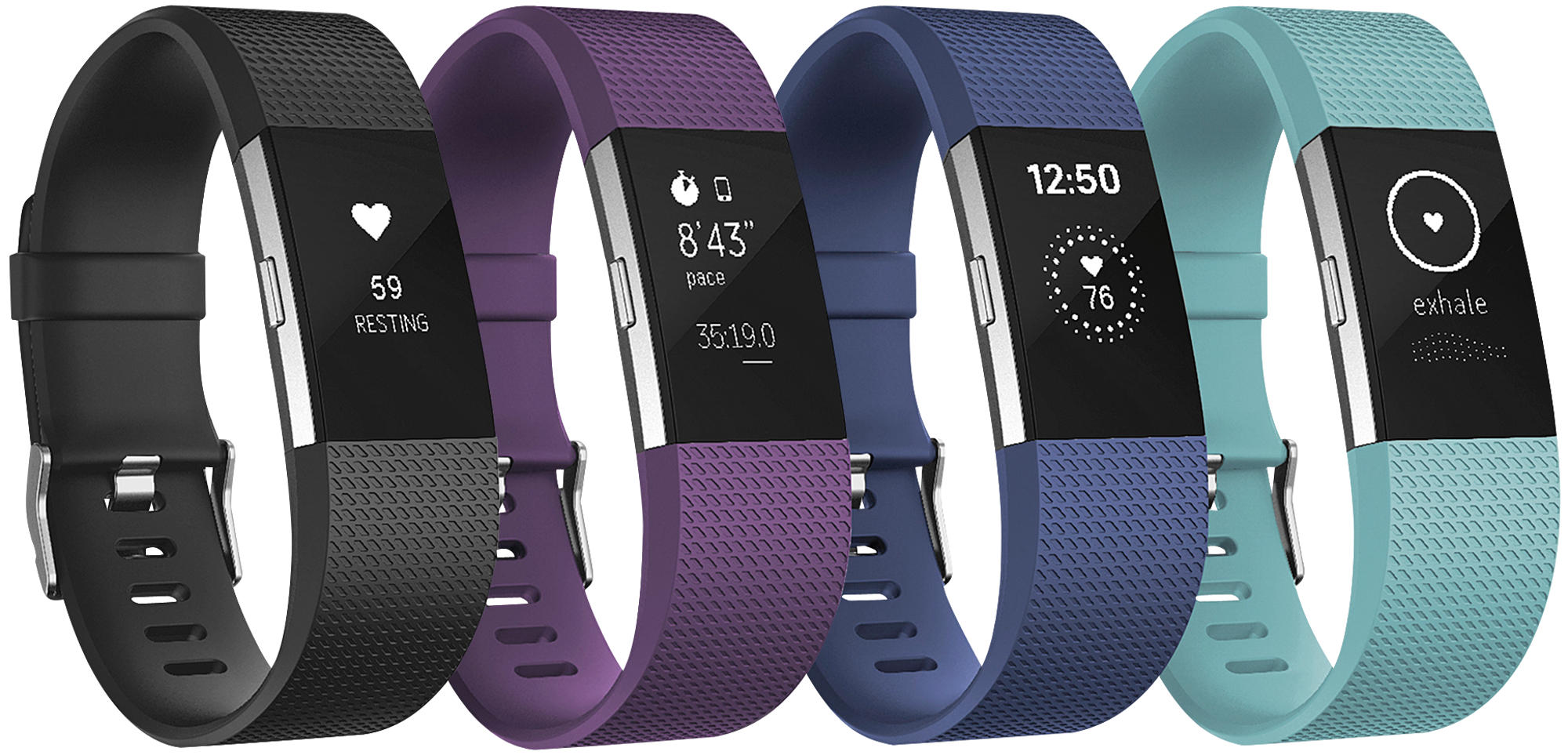 FITBIT Charge 2 Large, Fitness Tracker, 165-206 mm, Schwarz/Silber