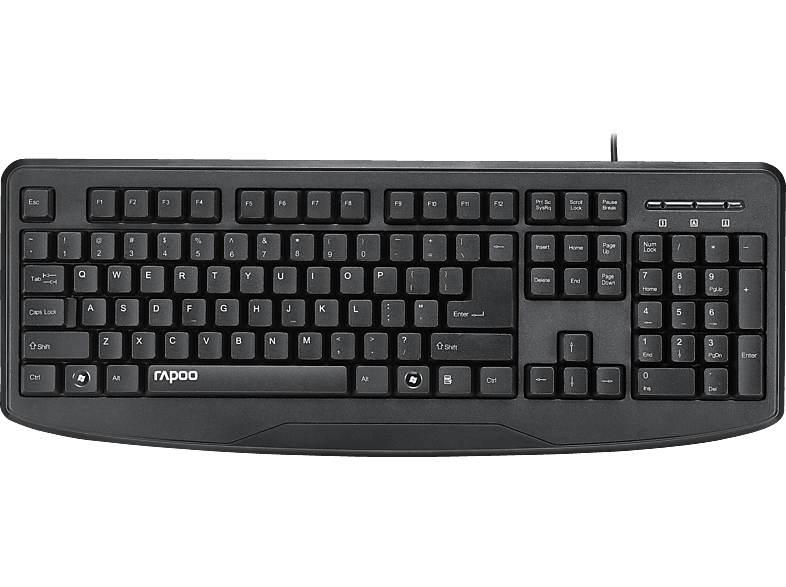RAPOO NK2500, Tastatur, kabelgebunden, Schwarz