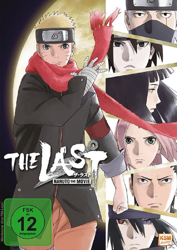 DVD-Cover für 'The Last: Naruto the Movie'. Zeigt Naruto und andere Anime-Charaktere. Grünes FSK 12-Logo.