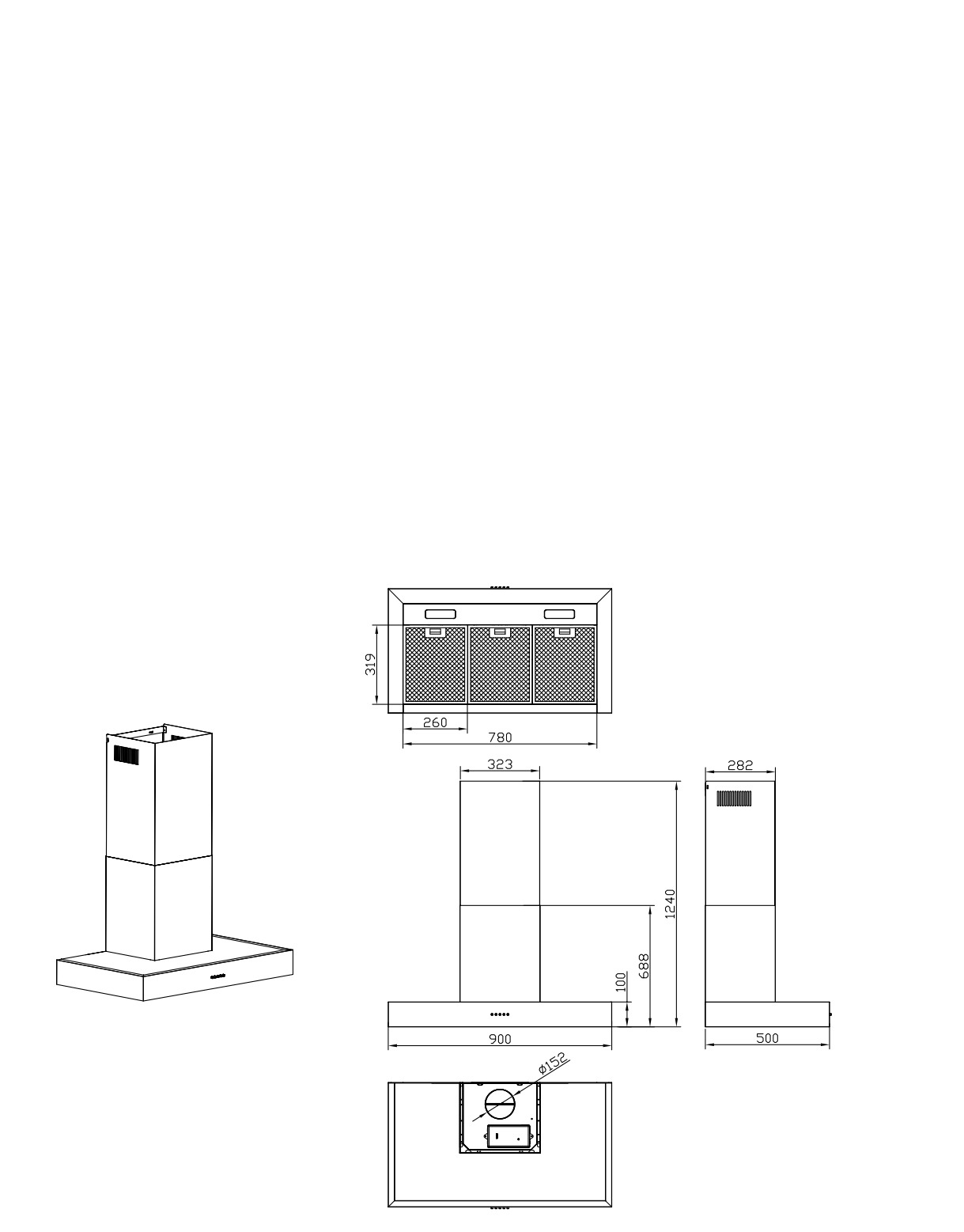 STOVES STERLING FLAT 90, Dunstabzugshaube (900 mm breit, 500 mm tief)