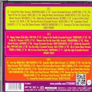 CD-Hülle mit Titellisten. Bunter Hintergrund mit ZYX Dance-Logo unten.