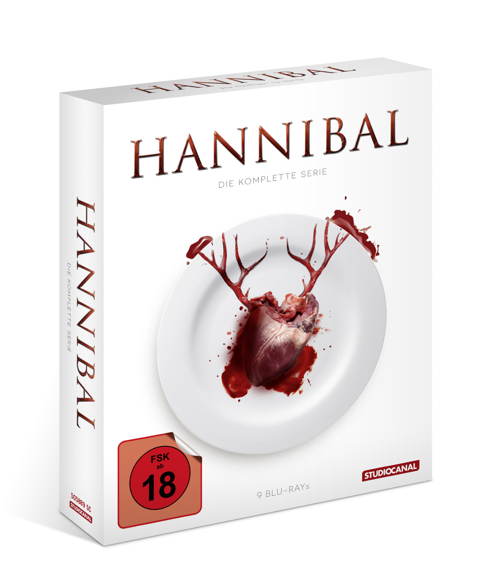 Hannibal Blu-ray-Boxset mit Herz- und Blut-Artwork.