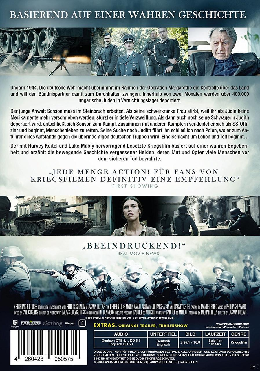 Filmposter mit deutschem Text. Soldaten und Panzer im Hintergrund. Eine Frau im Zentrum.