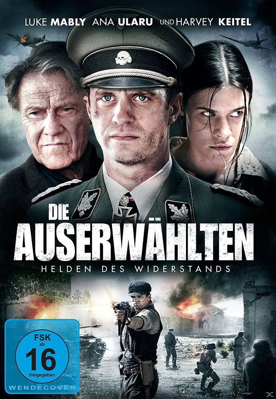 DVD-Cover: Schauspieler in einem Kriegsfilm 'Die Auserwählten'. Männer in Uniform, mit Schlachtfeldhintergrund.