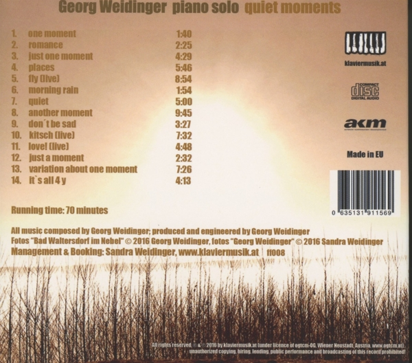 Georg Weidinger - Quiet Moments (Piano Solo)  - (CD)