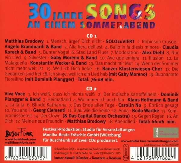 Jahre - Sommerabend.30 Moreno,Ga Branduardi,Angelo, an (CD) Songs Wecker,Konstantin, einem -