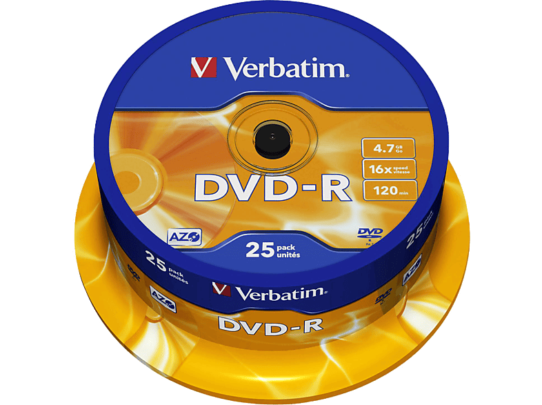 VERBATIM Rohlinge DVD-R 4.7 GB 16x, 25er Spindel printable (43538); DVD-R Rohlinge
