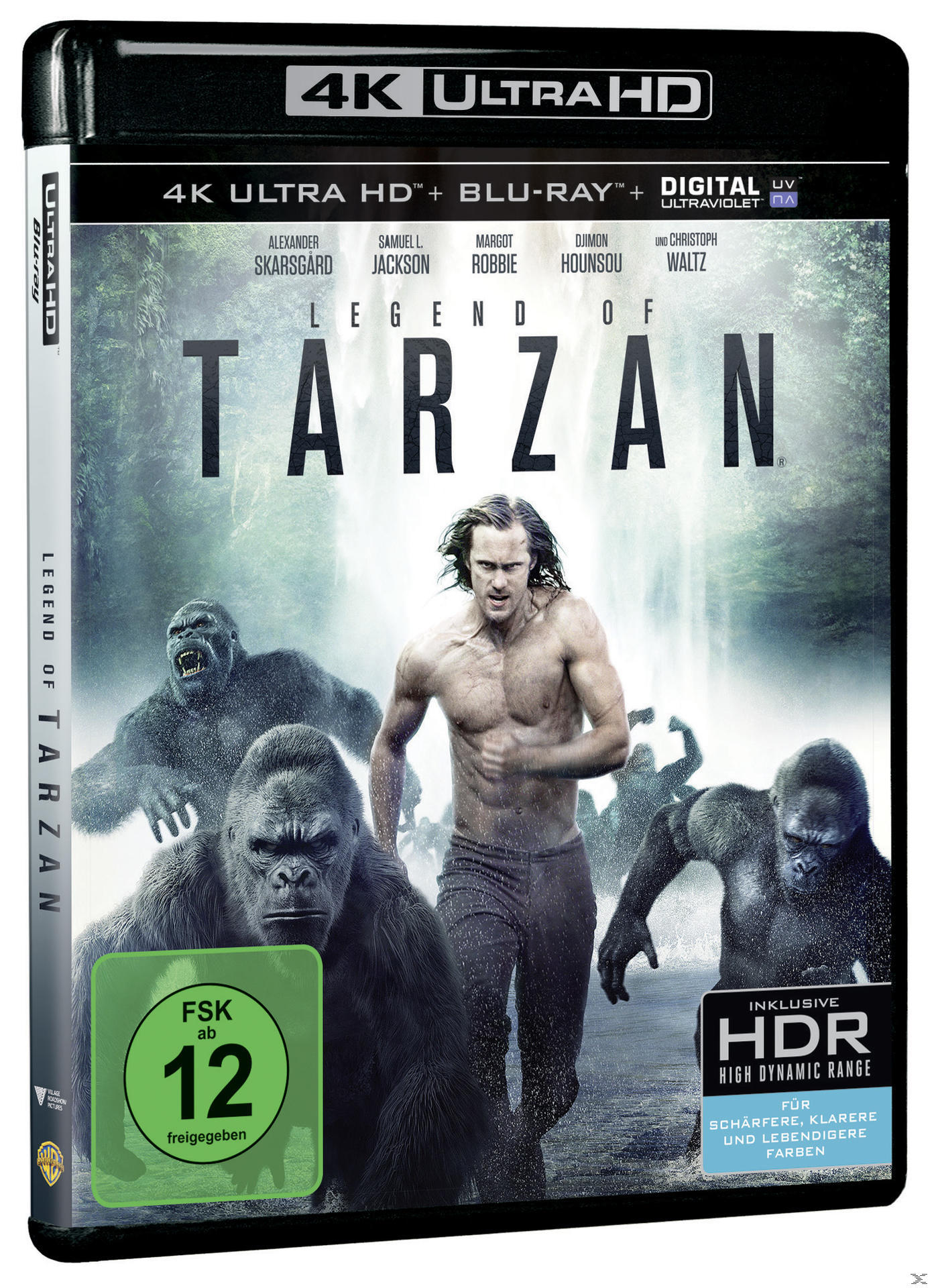 Filmcover mit Tarzan und Gorillas. Der Titel lautet "Legend of Tarzan".
