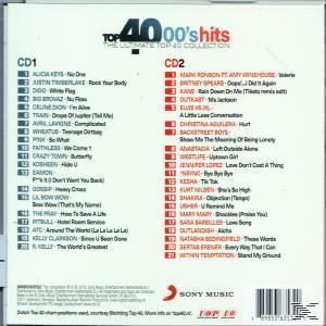 Pochette CD Top 40 00's Hits. Liste des chansons CD1 et CD2, avec logo Sony Music.