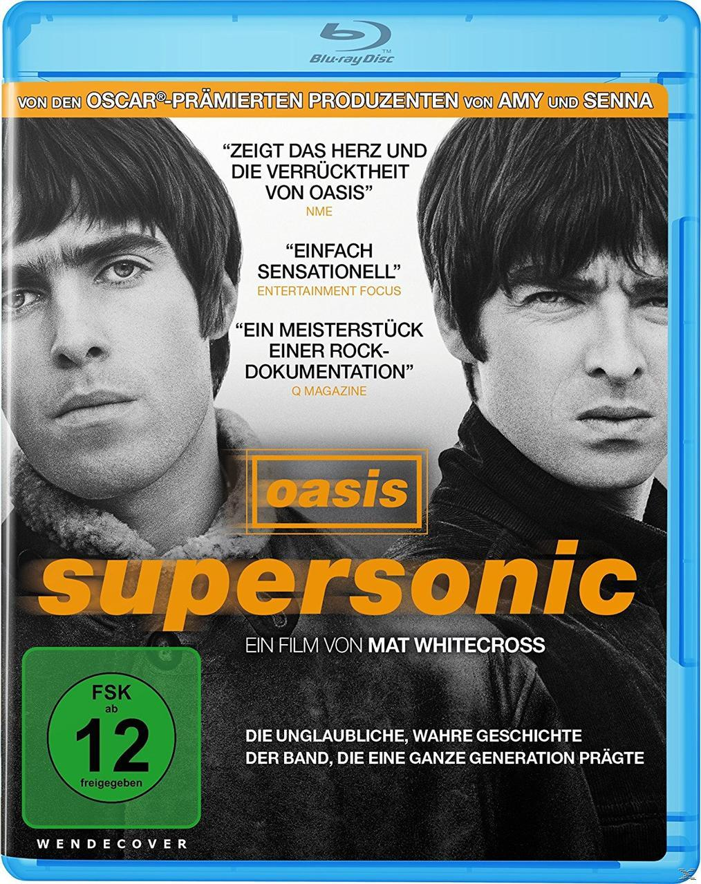 Blu-ray Disc-Cover mit zwei Männern darauf. Text lautet 'Oasis' und 'supersonic'.