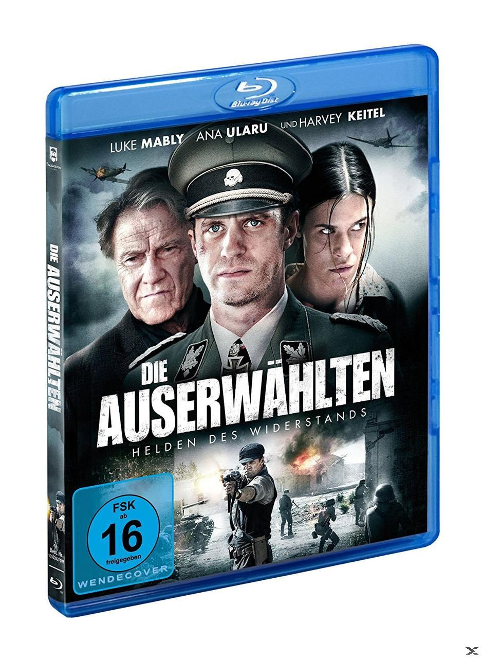 Blu-ray-Cover: WWII-Film. Drei Personen in Uniform, Soldaten im Hintergrund. Titel: Die Auserwählten.
