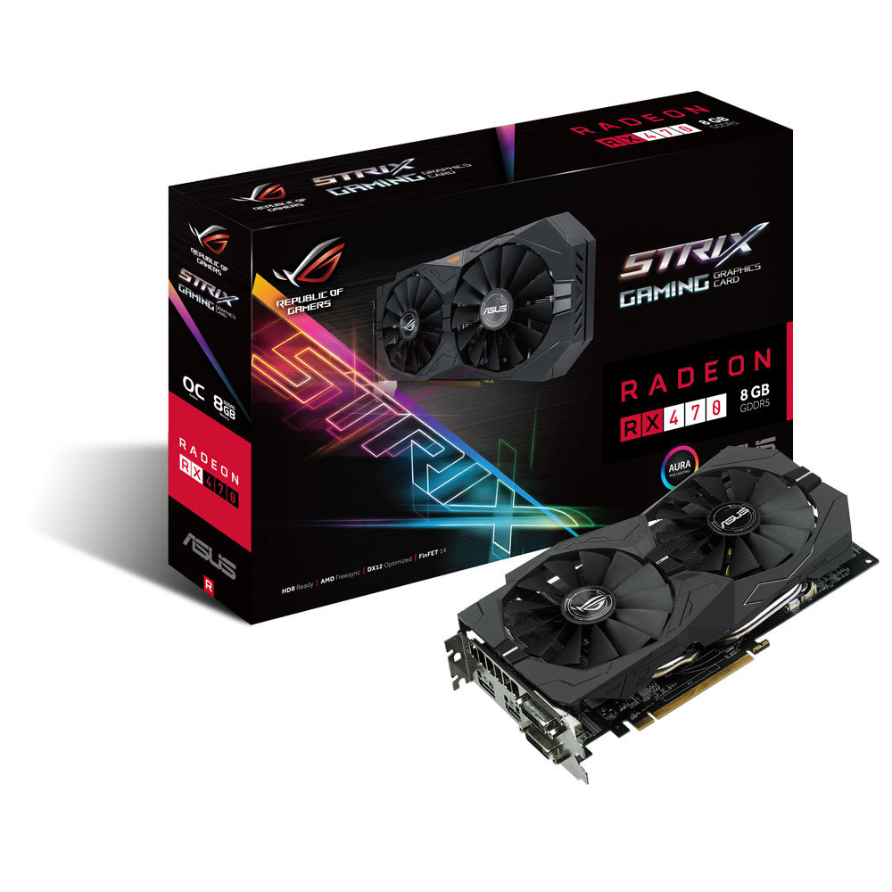 ASUS Radeon RX 470 ROG Strix OC 8GB Gaming (90YV09J3-M0NA00) (AMD, Grafikkarte)