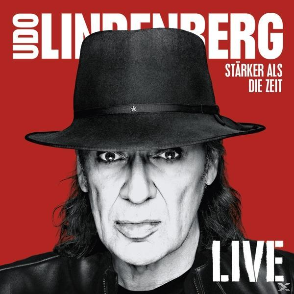 Albumcover: Udo Lindenberg mit schwarzem Hut. Roter Hintergrund mit dem Wort LIVE unten.