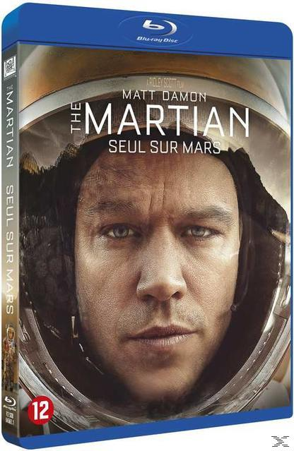 Couverture du film. Matt Damon dans un casque spatial. Titre : The Martian. Boîtier Blu-ray.