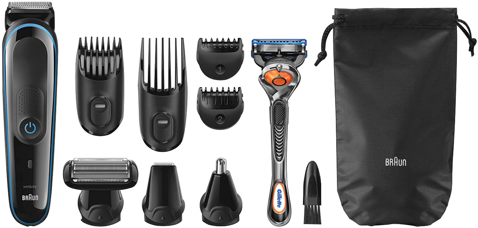 Afeitadora multifunción - Braun MGK3080, Barbero, Cortapelos, 13 posiciones, Indicador LED, Seco y húmedo,