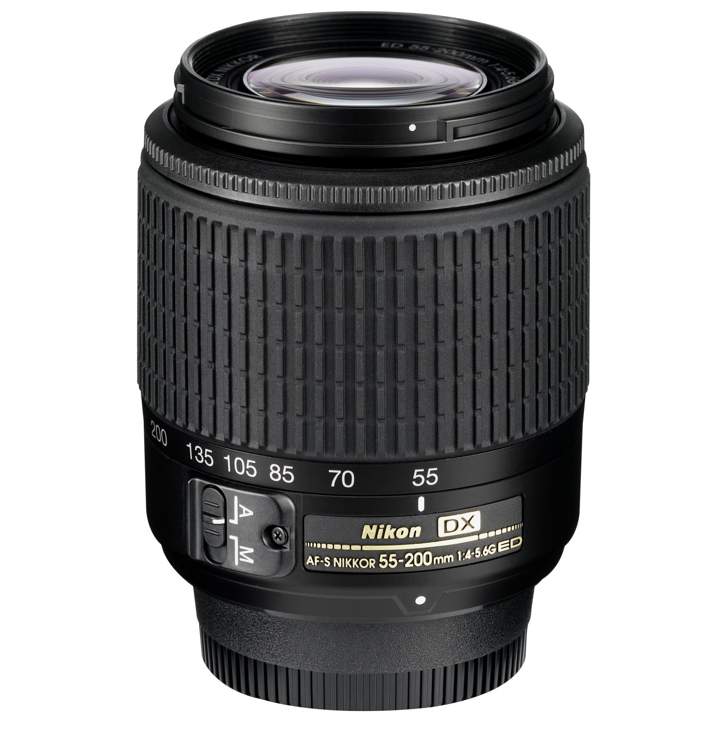 NIKON AF-S DX NIKKOR 55-200 mm 1:4-5,6G ED 55 mm - 200 mm f/4-5.6 für Nikon F-Mount, Schwarz)
