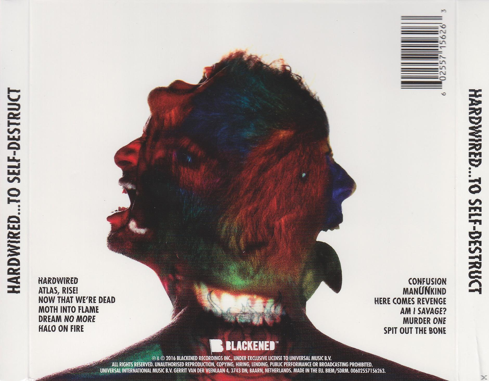 Albumcover mit zwei Gesichtern, eines schreit. Songtitel sind auf beiden Seiten aufgelistet.