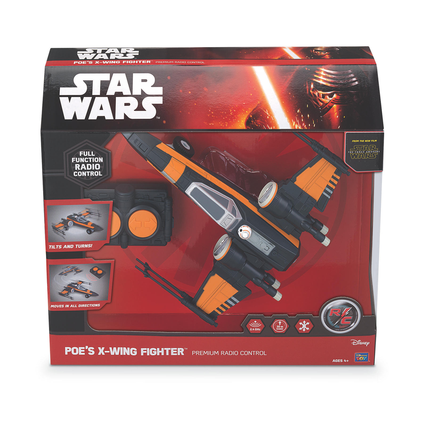 Star Wars Spielzeug. Poe's X-Wing Fighter, verpackt in einer Box, mit Fernbedienung.