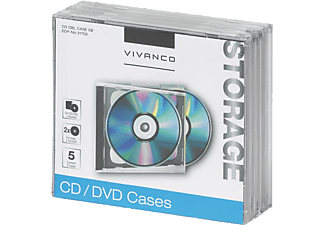 VIVANCO 31702 CD/DVD Doppel Jewel Case, 5er Pack, schwarz